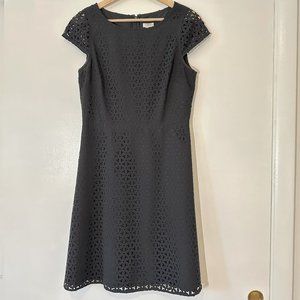 J. CREW Laser Cutout Floral Cap Sleeve Dress Black Size 6